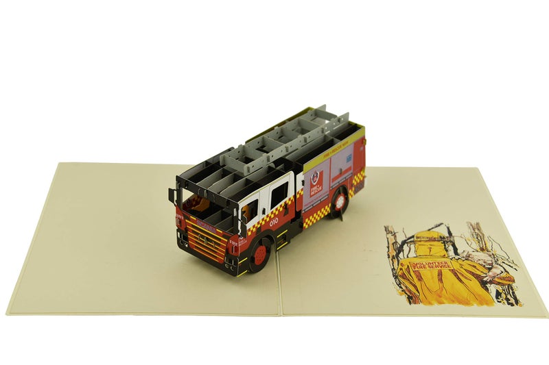 Teabug Cards Firetruck 3D Pop Up Greeting Card, Fireman Volunteer Appreciation Card, Birthday Card, Any Occasions - Image 2